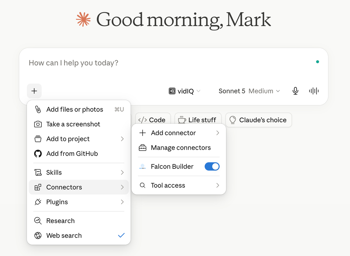 Your AI assistant can now build Falcon Builder workflows